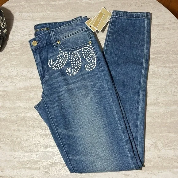NWT Rare Micheal Kors Embroidered Skinny Jeans *4 - Picture 1 of 7